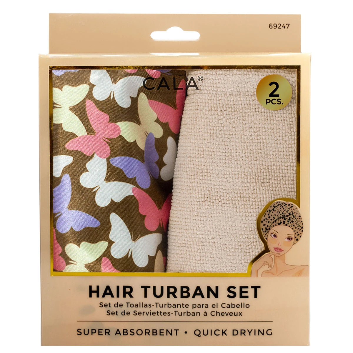 Cala Shower Cap & Hair Turban Butterfly Set