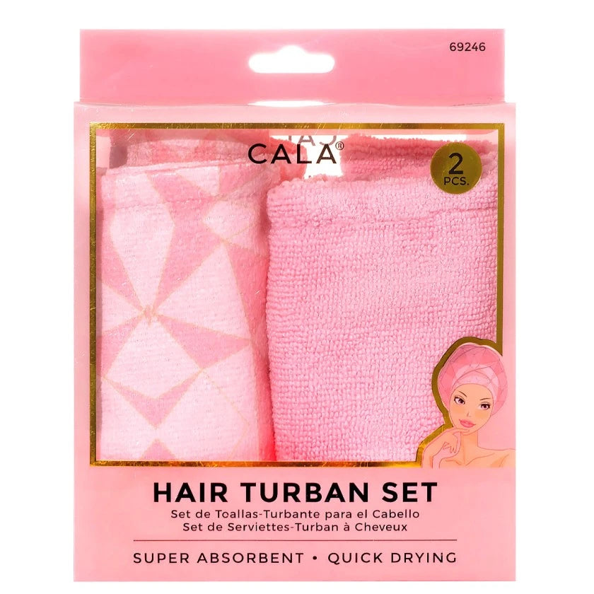 Cala Shower Cap & Hair Turban Triangle Pink Set