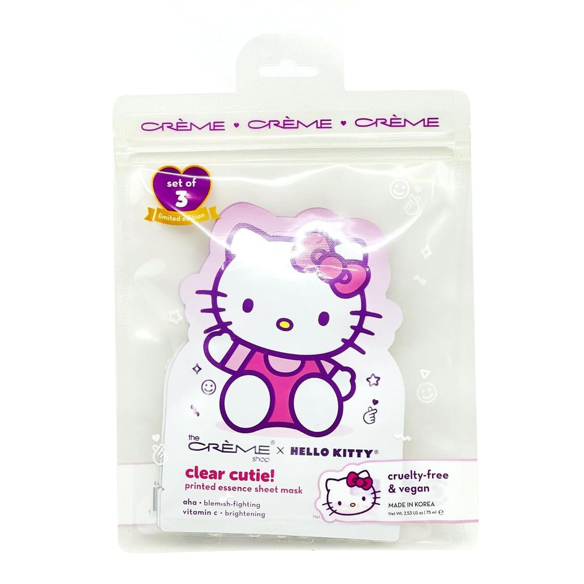 Creme x HK Clear Cutie! Printed Essence Sheet Mask 3p