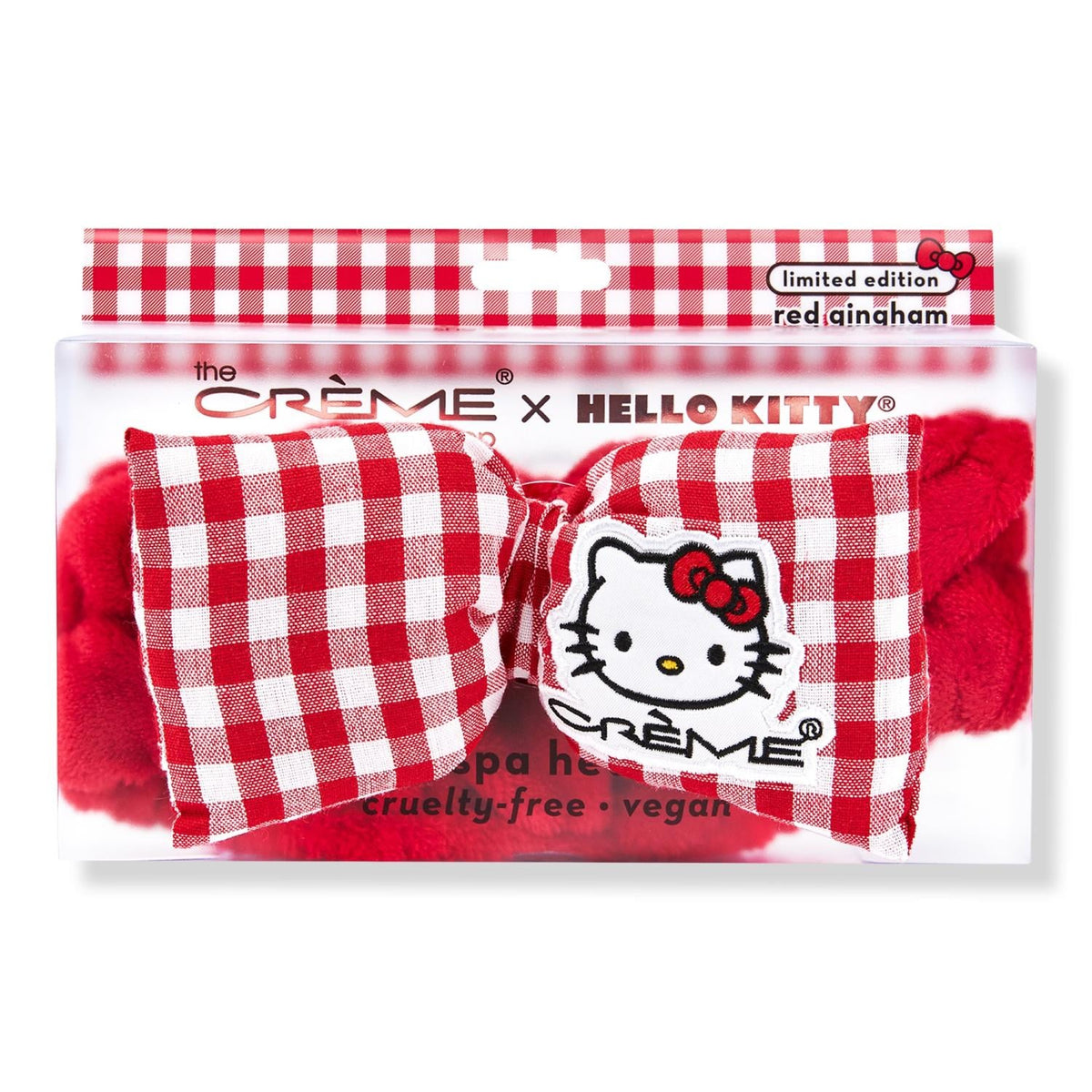 The Crème Shop Hello Kitty Plush Spa Head Band Red Gingham