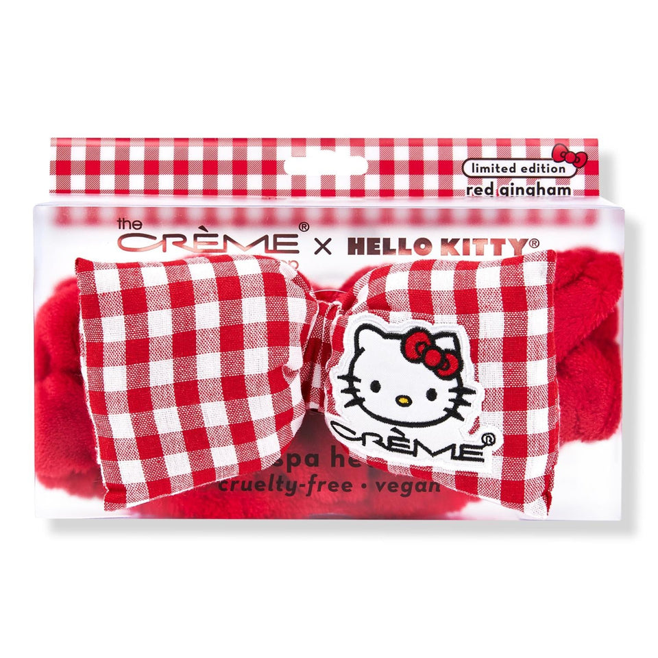 The Crème Shop Hello Kitty Plush Spa Head Band Red Gingham