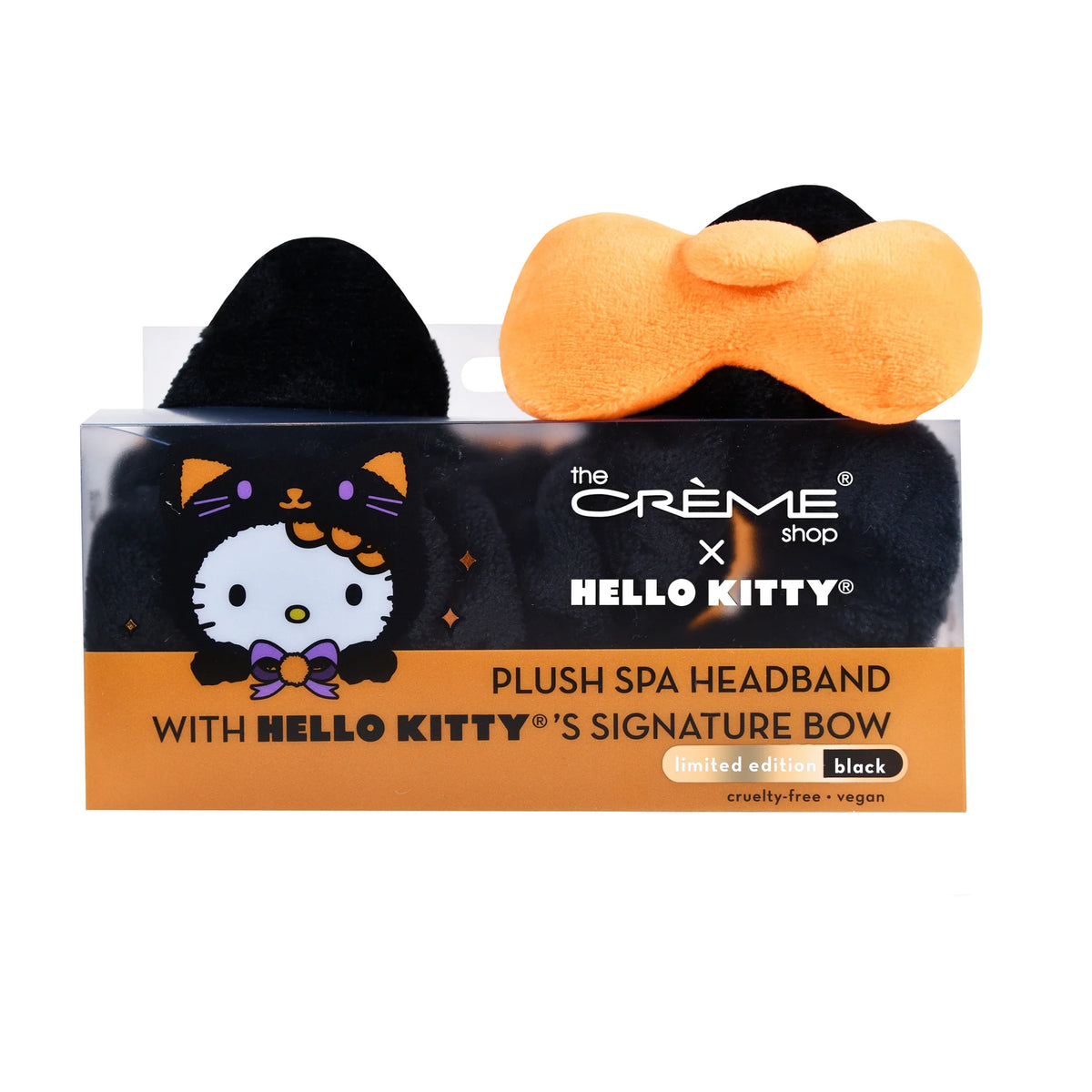 Creme HK Plush Spa Headband Limited Edition Black Orange