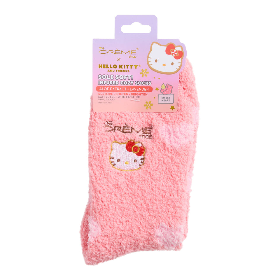 Creme Hello Kitty Sole Soft! Infused Cozy Socks Sweet Heart Size 5-11W